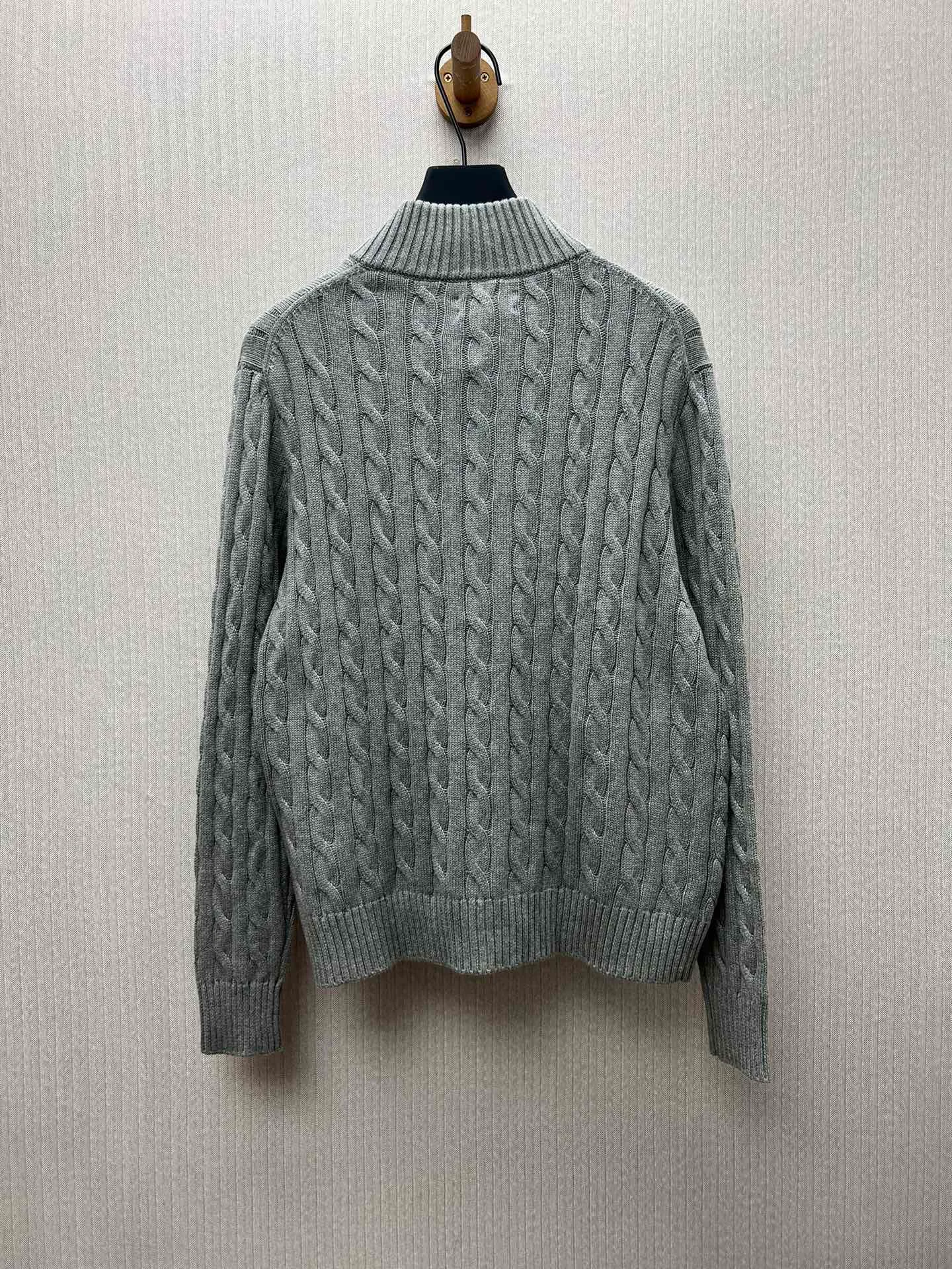 P430 POLO 25ss new cable knitted cardigan, high version for men and women. Code number: M.L.XL.XXL.
